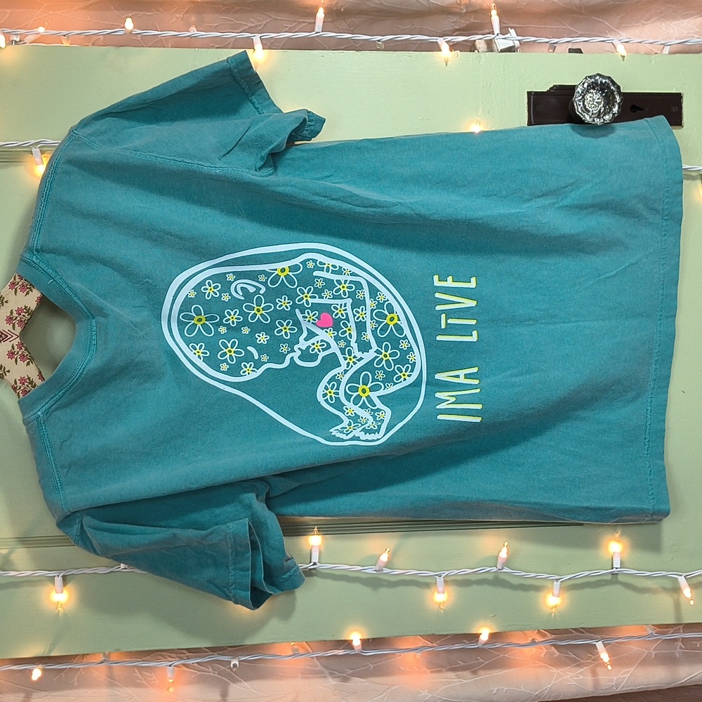 Women's Comfort Colors I'm A Live Fetus T-shirt Blue Green 👕 S